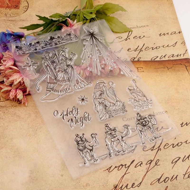 Arbuya Christmas Jesus Clear Stamps for Card Making or Journaling X-Mas Camel Holy Night Rubber Stamps for Scrapbooking Journals Paper Crafts Decoration - Image 5